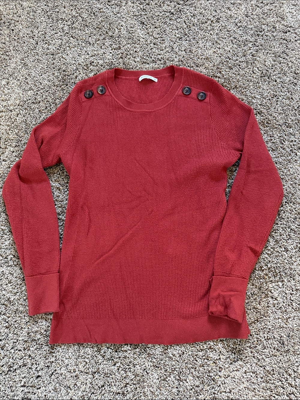 Crewneck Sweater with Shoulder Buttons